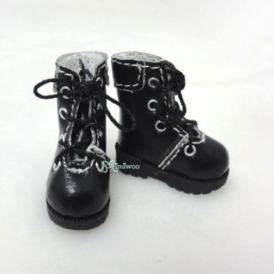 SHP002BLK 1/6 Bjd Neo Blythe Lati Doll Shoes Boots Black